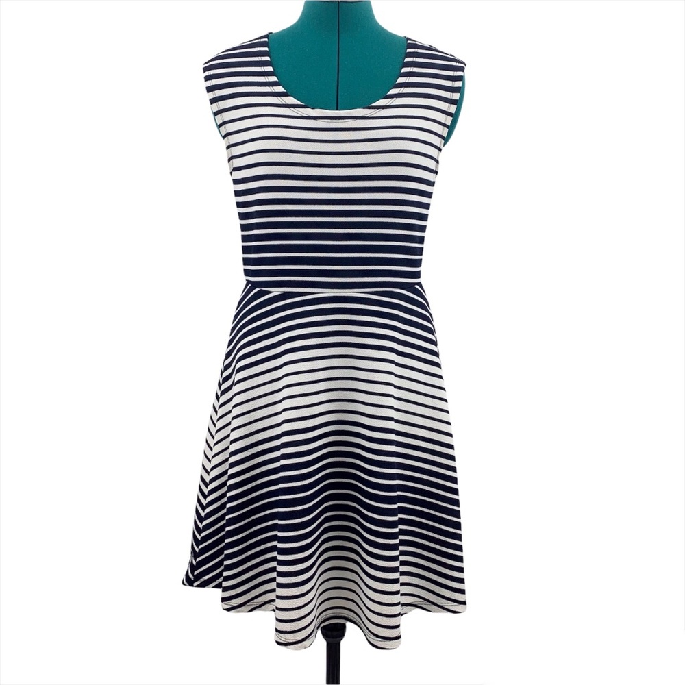 enough about me… Sleeveless Striped Jersey Fit & Flare Dress, Small